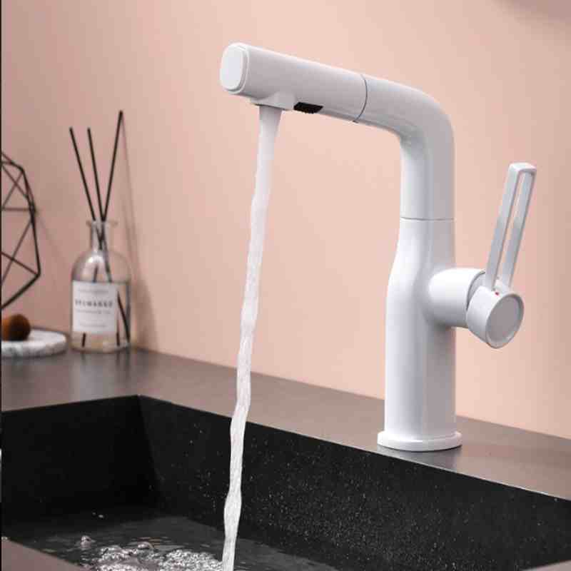  Lifting Lamian Noodles basin faucet White bathroom faucet